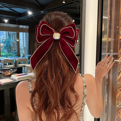 Uus veluur, graatsiline juuksenõel, kristallist narmad, tutiga juukseklambrid, naiste hobusesaba, kivist pärlitega kaunistatud juuste aksessuaarid kingitused, riided