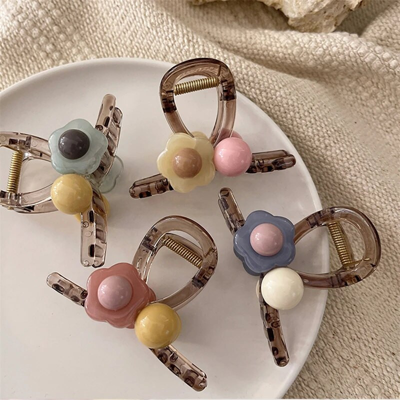 2023 m. nauja permatoma želė spalvos plaukų letenėlė moterims rožinės širdies plaukų segtukas mergaičių gėlėtas plaukų segtukas rykliai plaukų segtukų priedai