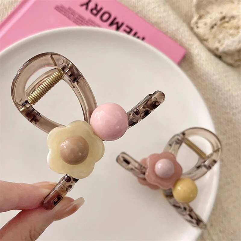 2023 m. nauja permatoma želė spalvos plaukų letenėlė moterims rožinės širdies plaukų segtukas mergaičių gėlėtas plaukų segtukas rykliai plaukų segtukų priedai