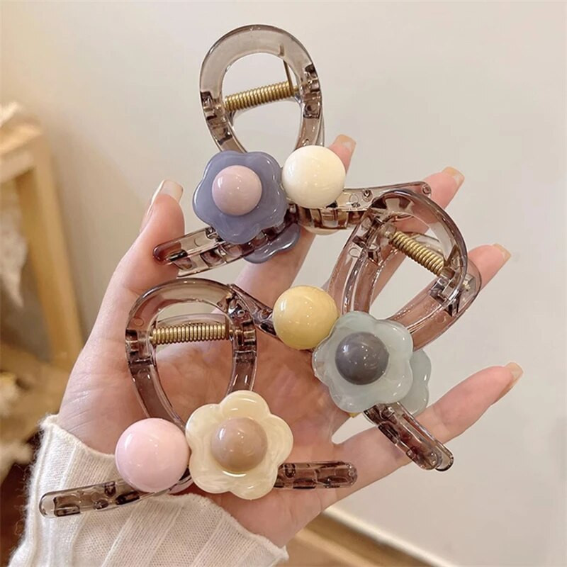 2023 m. nauja permatoma želė spalvos plaukų letenėlė moterims rožinės širdies plaukų segtukas mergaičių gėlėtas plaukų segtukas rykliai plaukų segtukų priedai