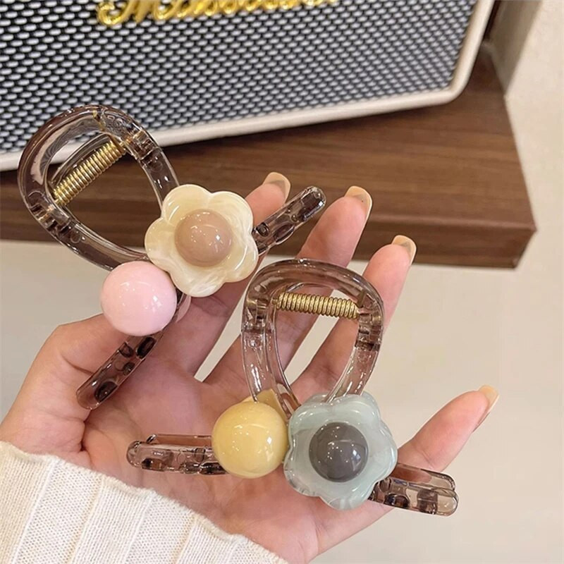 2023 m. nauja permatoma želė spalvos plaukų letenėlė moterims rožinės širdies plaukų segtukas mergaičių gėlėtas plaukų segtukas rykliai plaukų segtukų priedai