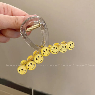 Fashion Smiley Face Hair Claw Girl Clip Hair Crab Ponytail πλεξούδα Μεγάλο κλιπ μαλλιών Claw Fashion πολυτελή γυναικεία αξεσουάρ μαλλιών