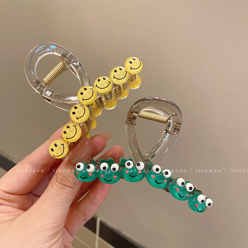 Madinga šypsenėlė Veido plaukų letenėlė mergaičių segtukas Plaukų krabų uodegos pynė didelė plaukų segtukas letena Madingi prabangūs moteriškų plaukų aksesuarai