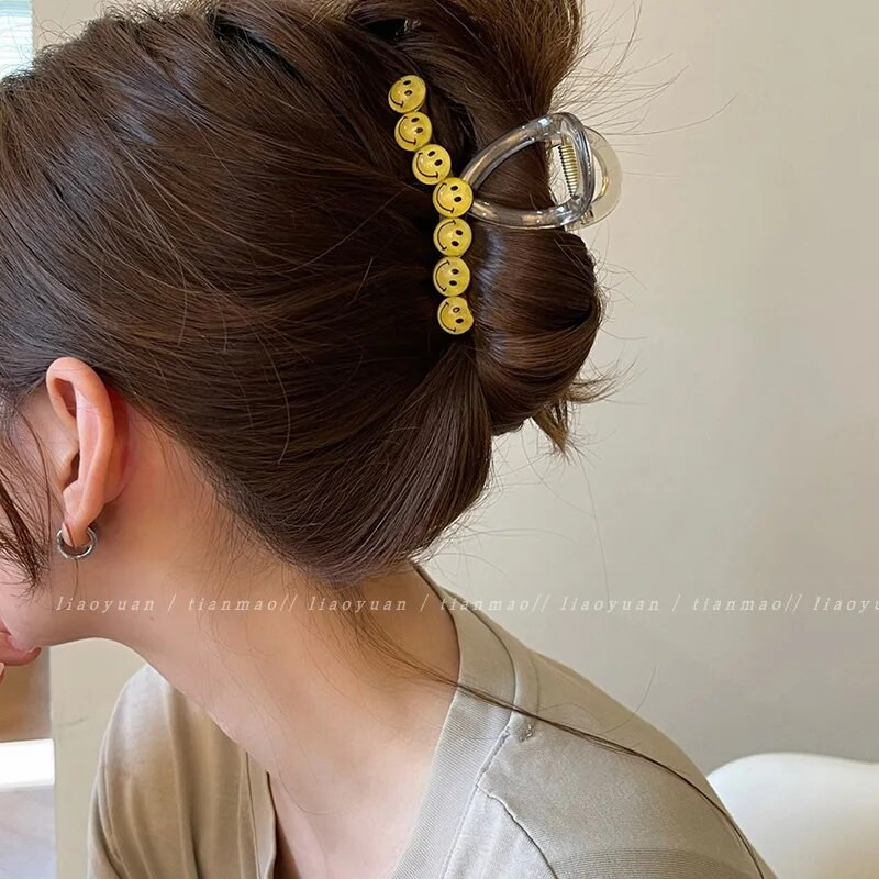 Madinga šypsenėlė Veido plaukų letenėlė mergaičių segtukas Plaukų krabų uodegos pynė didelė plaukų segtukas letena Madingi prabangūs moteriškų plaukų aksesuarai