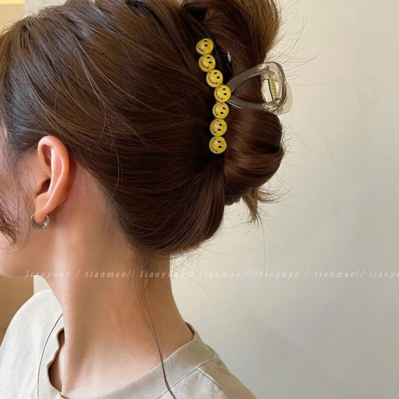 Madinga šypsenėlė Veido plaukų letenėlė mergaičių segtukas Plaukų krabų uodegos pynė didelė plaukų segtukas letena Madingi prabangūs moteriškų plaukų aksesuarai