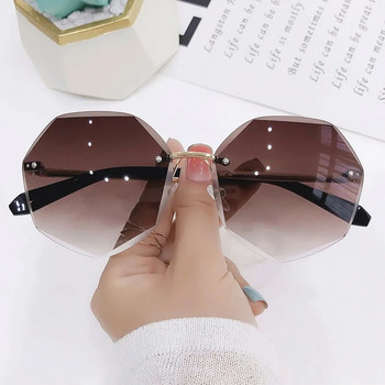 Осмоъгълни слънчеви очила без рамка Дамски ретро метални слънчеви очила UV защита Нова мода Очила с режещи лещи UV400 Слънчеви очила