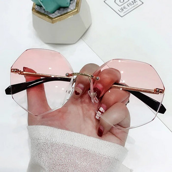 Γυαλιά ηλίου Octagonal Rimless Γυναικεία ρετρό μεταλλικά γυαλιά ηλίου Προστασία από υπεριώδη ακτινοβολία Νέα μόδα φακών κοπής Γυαλιά ηλίου UV400