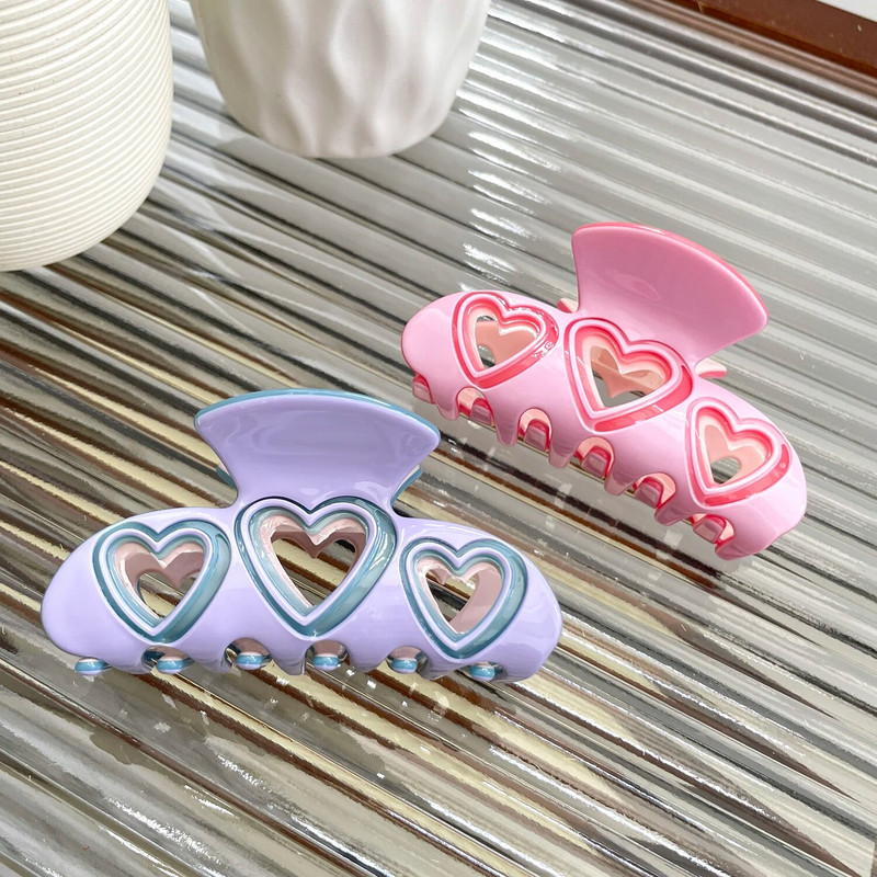 Moderns acetāta dobs sirds haizivs matu spīļskava sievietēm, meitenēm temperaments Vasaras zirgaste matu sprādzes matu aksesuāri