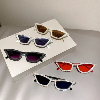 KLASSNUM Луксозни слънчеви очила с котешко око Дамски мъжки модни диамантени триъгълници Маркови дизайнерски блестящи слънчеви очила UV400 нюанси Очила