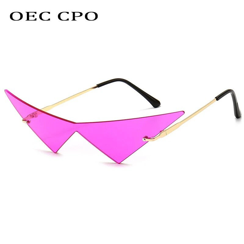 OEC CPO Oversized Cat eye Rimless Γυναικεία γυαλιά ηλίου μόδας One Piece Lens Γυαλιά ηλίου Γυναικεία τάση Triangle Eyewear Ανδρικά UV400