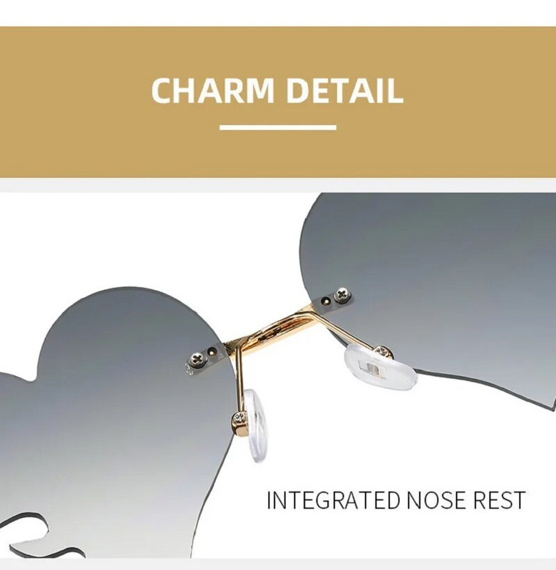 Fashion Love Heart akiniai nuo saulės su ašaromis Y2K Punk Peach Heart berėmiai vienetiniai akiniai nuo saulės be rėmelių raudoni rožiniai geltoni lęšių atspalviai