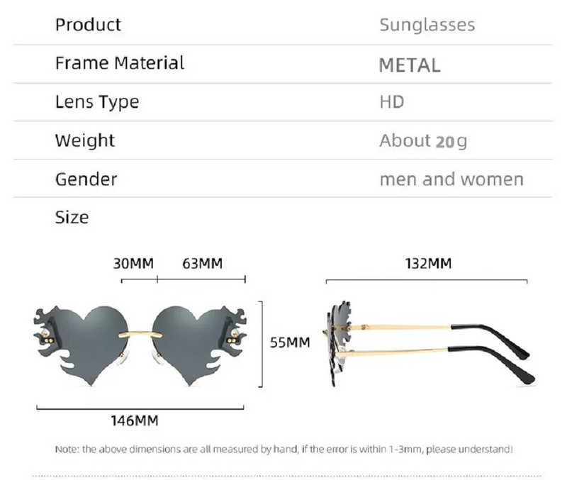 Fashion Love Heart akiniai nuo saulės su ašaromis Y2K Punk Peach Heart berėmiai vienetiniai akiniai nuo saulės be rėmelių raudoni rožiniai geltoni lęšių atspalviai