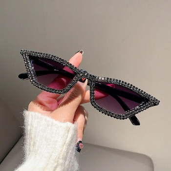 Ретро диско пълни с кристали слънчеви очила котешко око ретро триъгълна рамка модни индивидуални парти слънчеви очила сенник очила