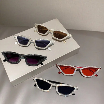 Ретро диско пълни с кристали слънчеви очила котешко око ретро триъгълна рамка модни индивидуални парти слънчеви очила сенник очила