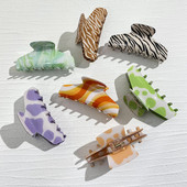 Atsetaadist lehmade prinditud juukseküüsklamber naistele Gilrl Trendikas hobusesaba-krabi juuksenõelad juuksenõelad.