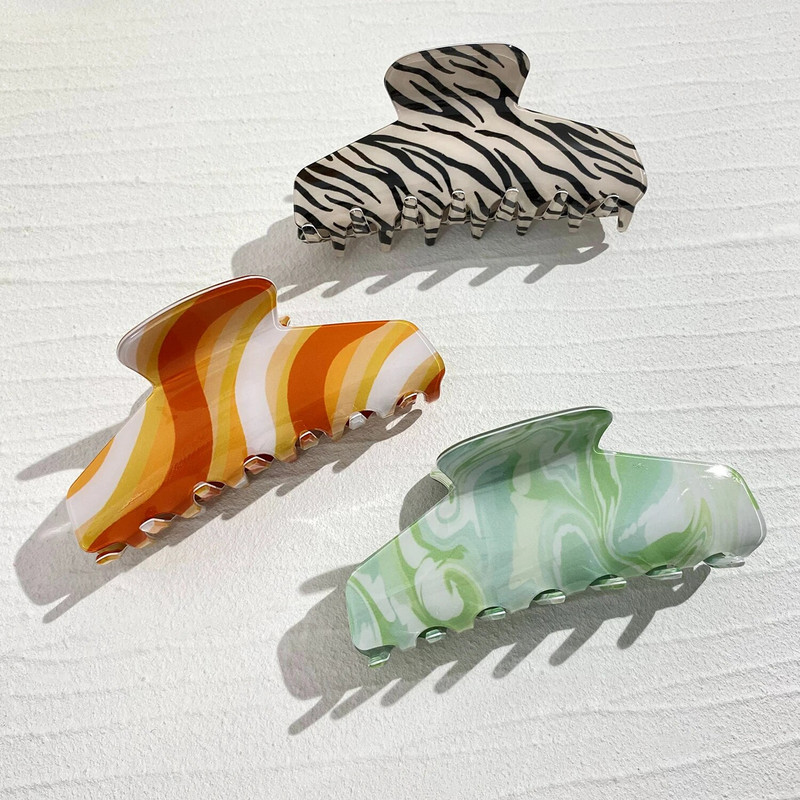 Atsetaadist lehmade prinditud juukseküüsklamber naistele Gilrl Trendikas hobusesaba-krabi juuksenõelad juuksenõelad.