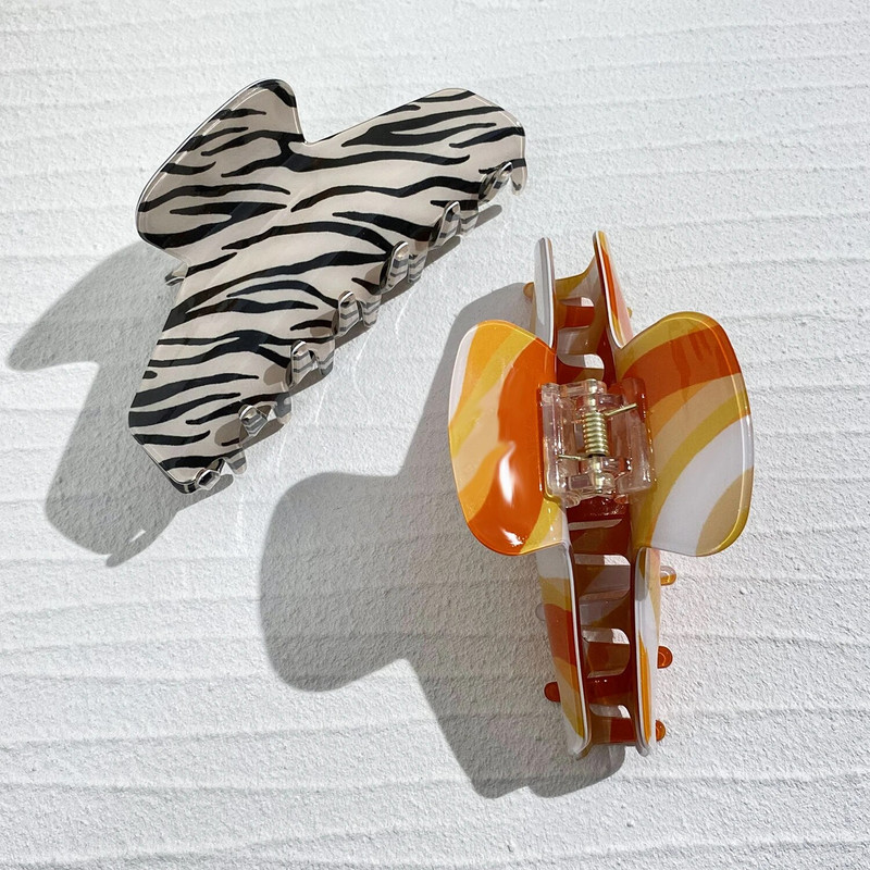 Atsetaadist lehmade prinditud juukseküüsklamber naistele Gilrl Trendikas hobusesaba-krabi juuksenõelad juuksenõelad.