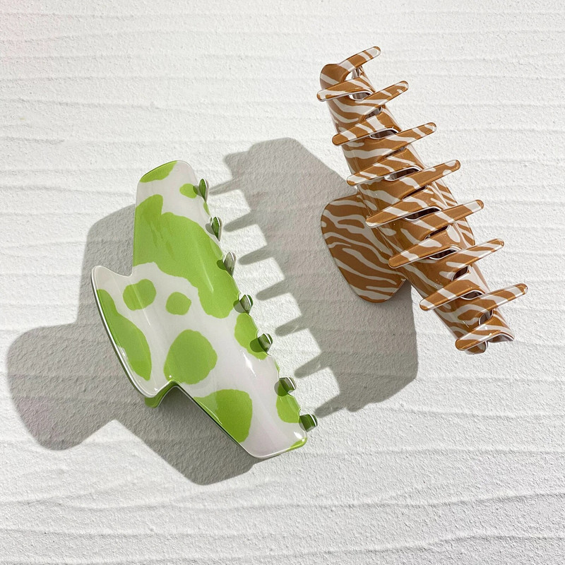 Atsetaadist lehmade prinditud juukseküüsklamber naistele Gilrl Trendikas hobusesaba-krabi juuksenõelad juuksenõelad.