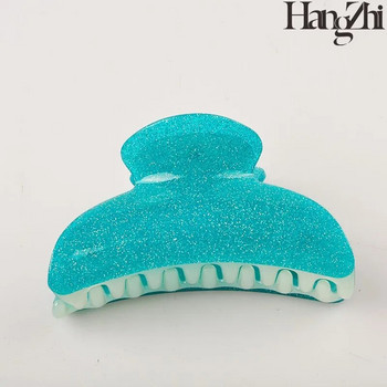 HANGZHI Jelly Color Acrylic Hair Claw Retro Frosted Shark Hair Clip Μοντέρνα αξεσουάρ μαλλιών για γυναικεία καλύμματα κεφαλής μπάνιου Καλοκαίρι 2022