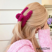 HANGZHI Color Lambswool Hair Clip Retro Dragon Fruit Color Shark Hair Claw για γυναίκες κορίτσια Φθινόπωρο 2022 Νέα αξεσουάρ μαλλιών