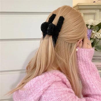 HANGZHI Color Lambswool Hair Clip Retro Dragon Fruit Color Shark Hair Claw για γυναίκες κορίτσια Φθινόπωρο 2022 Νέα αξεσουάρ μαλλιών