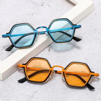 Ρετρό πολυγωνικό τετράγωνο γυαλιά ηλίου Γυναικεία μόδα Γυαλιά ηλίου Clear Ocean Gradient Lens Ανδρικά γυαλιά ηλίου Punk αποχρώσεις UV400