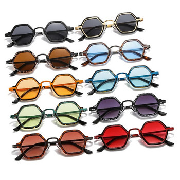 Ретро многоъгълни квадратни слънчеви очила Дамска мода Clear Ocean Gradient Lens Eyewear Men Trending Punk Sun Glasses Shades UV400