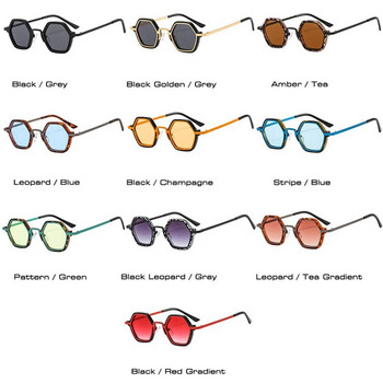 Ретро многоъгълни квадратни слънчеви очила Дамска мода Clear Ocean Gradient Lens Eyewear Men Trending Punk Sun Glasses Shades UV400