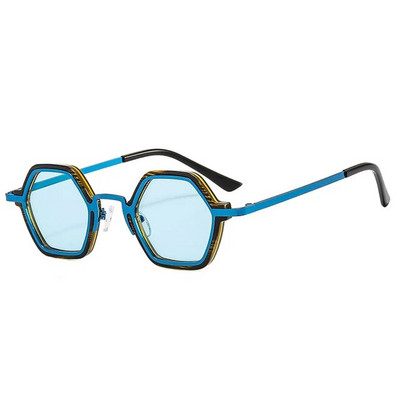 Ретро многоъгълни квадратни слънчеви очила Дамска мода Clear Ocean Gradient Lens Eyewear Men Trending Punk Sun Glasses Shades UV400