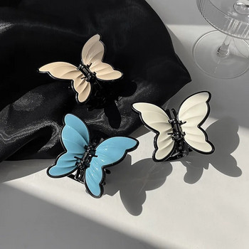 Модерна едноцветна акрилна щипка за нокът за коса с пеперуда от раци за жени Пластмасова опашка Шноли с акула Фиби Аксесоари за коса