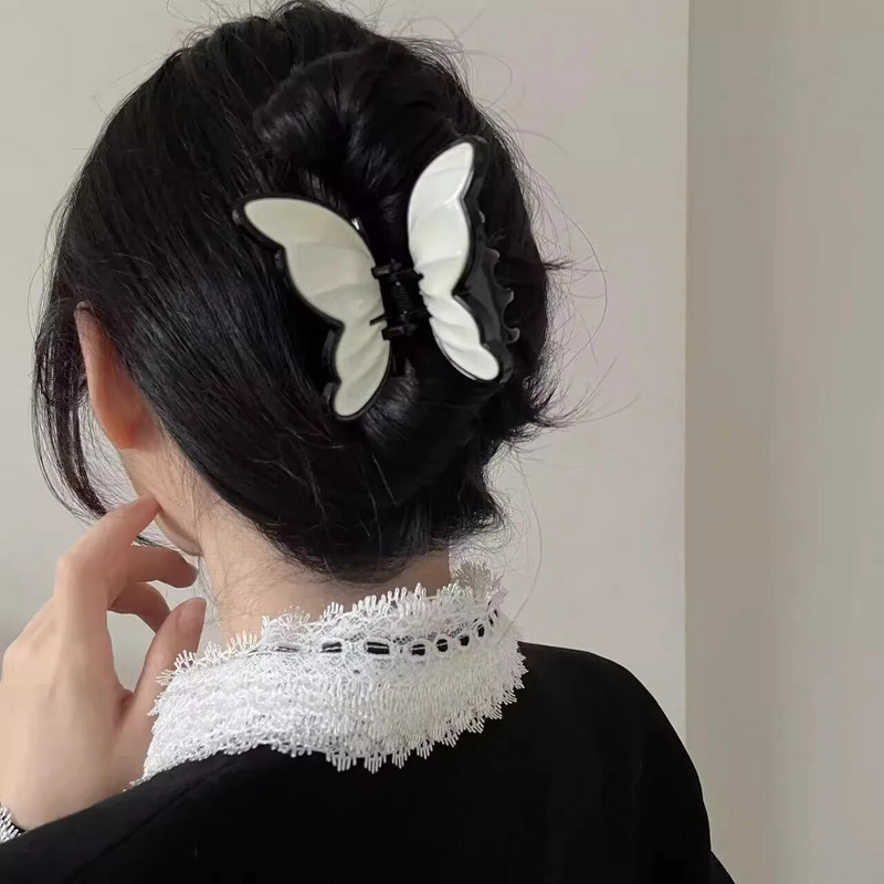 Μοντέρνο μονόχρωμο ακρυλικό κλιπ για γυναικεία καβούρια, πλαστικά αξεσουάρ για φουρκέτα από καρχαρία με αλογοουρά