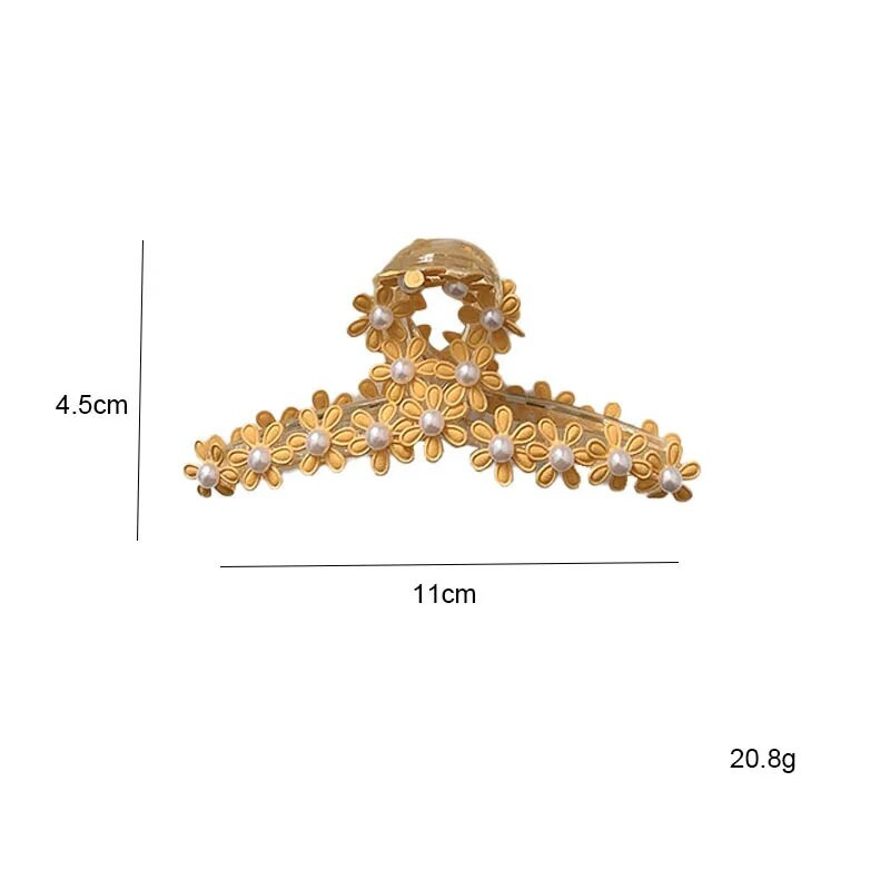 Gheare de păr cu perle șic pentru femei, fete, agrafe de păr, elegante, cu cruce de flori, agrafe de temperament, bijuterii pentru cap de crab, 1 buc.