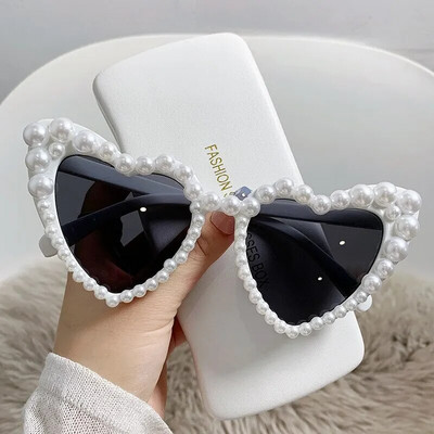 New In Luxury Fine csillogó Love Pearl Napszemüvegek Női Szívszemüvegek Alkalmi Bling Napszemüvegek Lentes De Sol Mujer