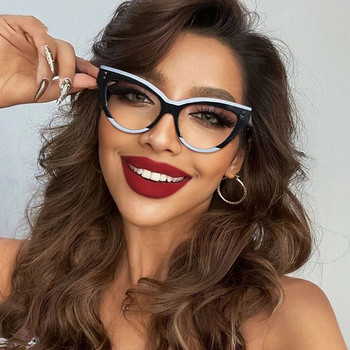 Нови модни дамски маркови дизайнерски очила за дами Ретро котешко око Нит Декоративна рамка Ясно четене Компютър Най-високо качество