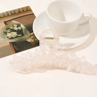 Suur lilleline, lilleline juukseklamber Trendikas küünistega juuksenõel läbipaistev naiste juukseklambrid Uus populaarsetes juukseaksessuaarides Korea peakatted