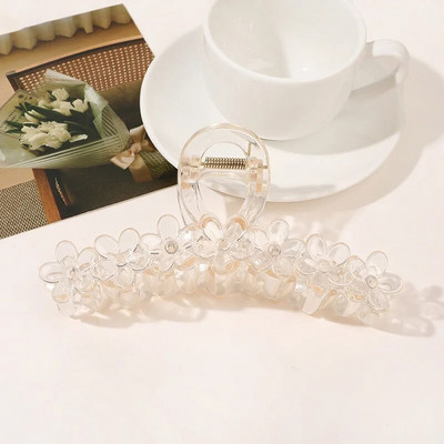 Suur lilleline, lilleline juukseklamber Trendikas küünistega juuksenõel läbipaistev naiste juukseklambrid Uus populaarsetes juukseaksessuaarides Korea peakatted