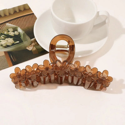 Suur lilleline, lilleline juukseklamber Trendikas küünistega juuksenõel läbipaistev naiste juukseklambrid Uus populaarsetes juukseaksessuaarides Korea peakatted