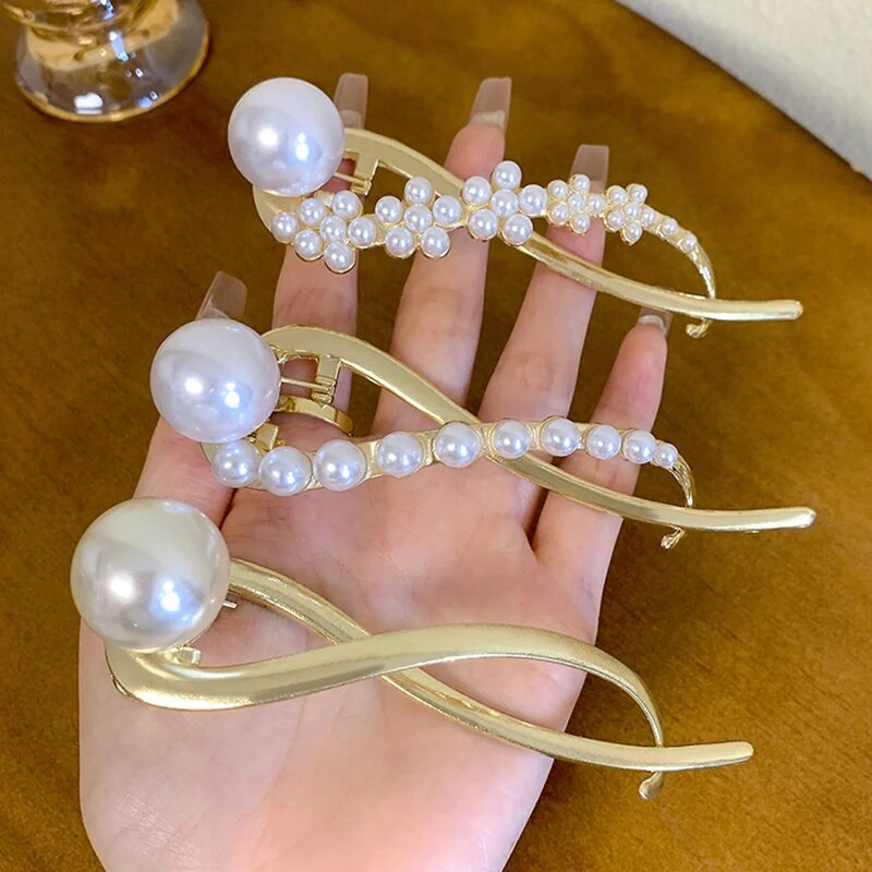 Κλιπ 17KM με μεταλλικό μαργαριτάρι με νύχια μαλλιών Vintage χρυσή φουρκέτα για γυναίκες Ακανόνιστα μοντέρνα αξεσουάρ μαλλιών για κορίτσια της μόδας