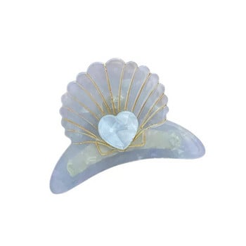 Ins Hot Selling Μόδα 7,4 εκ. Love Scalloped Shell Κλιπ μαλλιών Νύχι για κομψά κορίτσια Αξεσουάρ μαλλιών με κλιπ καρχαρία οξικού οξέος