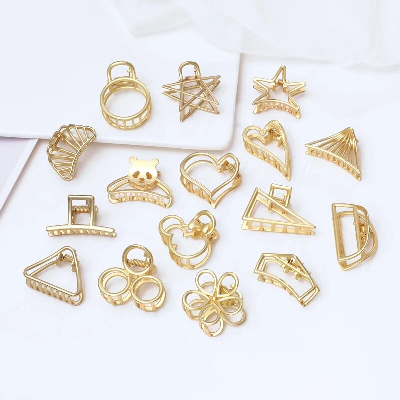ZOSHI Femei Fete Gheare de păr geometrice de culoare aurie Păr din metal Crab Star Love Clip pentru gheare de păr în formă de inimă Accesorii de păr la modă