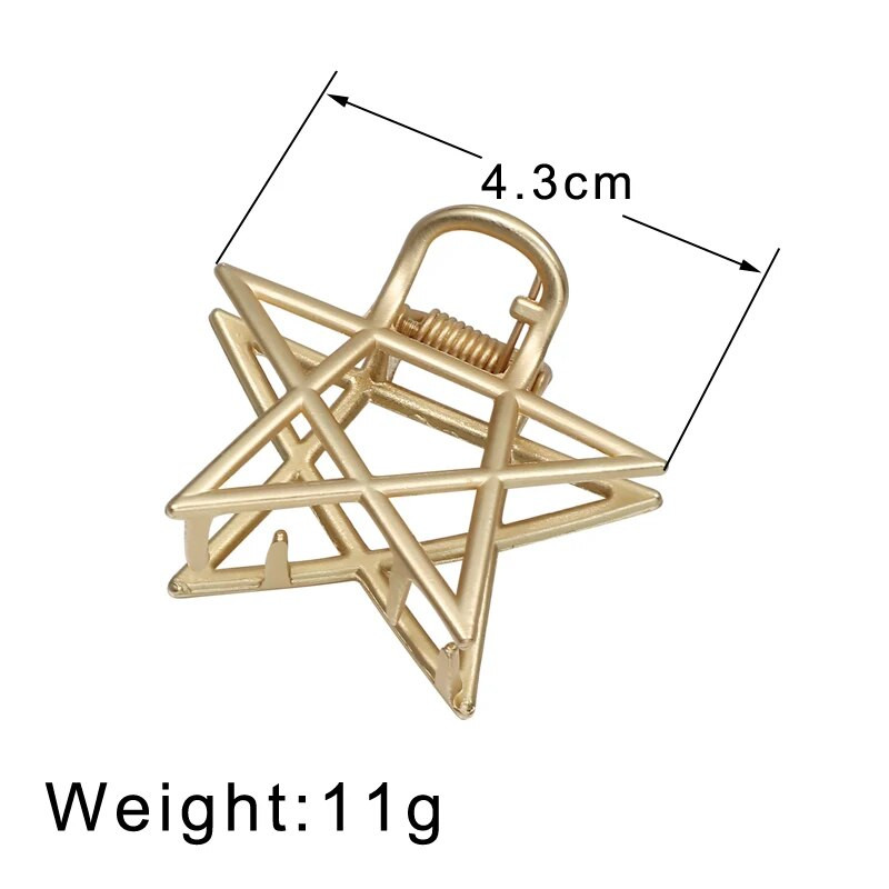 ZOSHI Femei Fete Gheare de păr geometrice de culoare aurie Păr din metal Crab Star Love Clip pentru gheare de păr în formă de inimă Accesorii de păr la modă