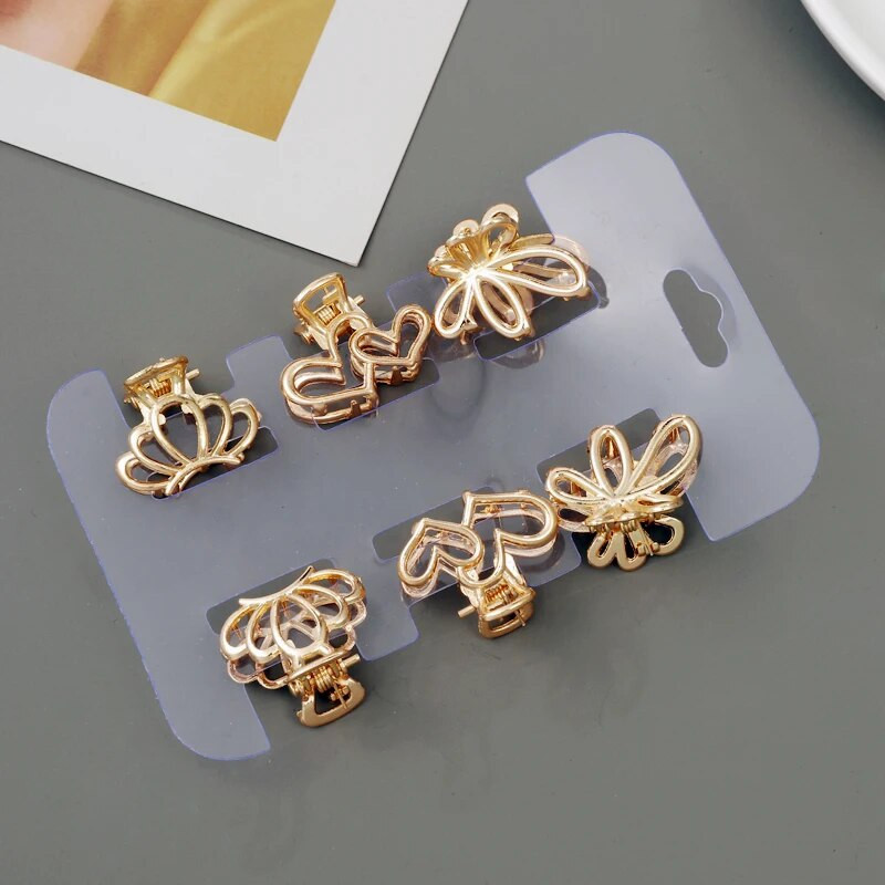 ZOSHI Femei Fete Gheare de păr geometrice de culoare aurie Păr din metal Crab Star Love Clip pentru gheare de păr în formă de inimă Accesorii de păr la modă