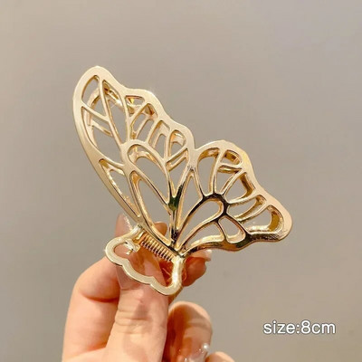 2023 New Ins Αξεσουάρ μαλλιών Γυναικείο κλιπ με νύχια για γυναίκες κορίτσια Μοντέρνο μεταλλικό ασημί μεσαίο μικρό χτένισμα με πεταλούδα καρχαρία