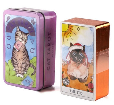 Romantikos angelo taro kaladė skardinėje dėžutėje su paauksuotu kraštu pradedantiesiems.