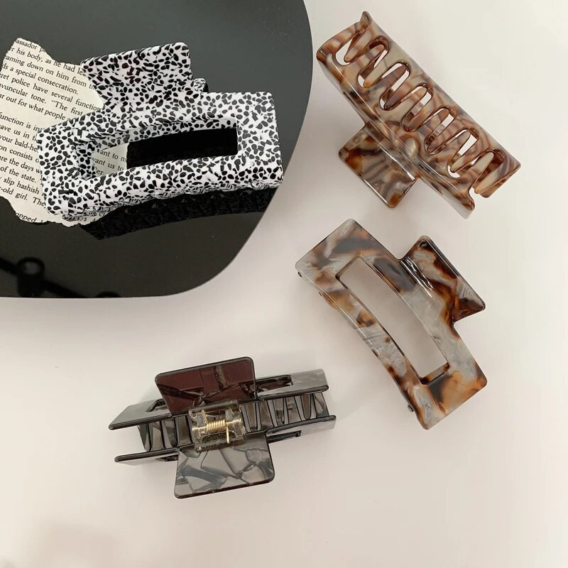 Agrafe de păr coreeană de dimensiuni mari de 10,5 cm, leopard, acrilic, coajă de țestoasă, gheare de păr cu acid acetic pentru femei Accesorii pentru păr