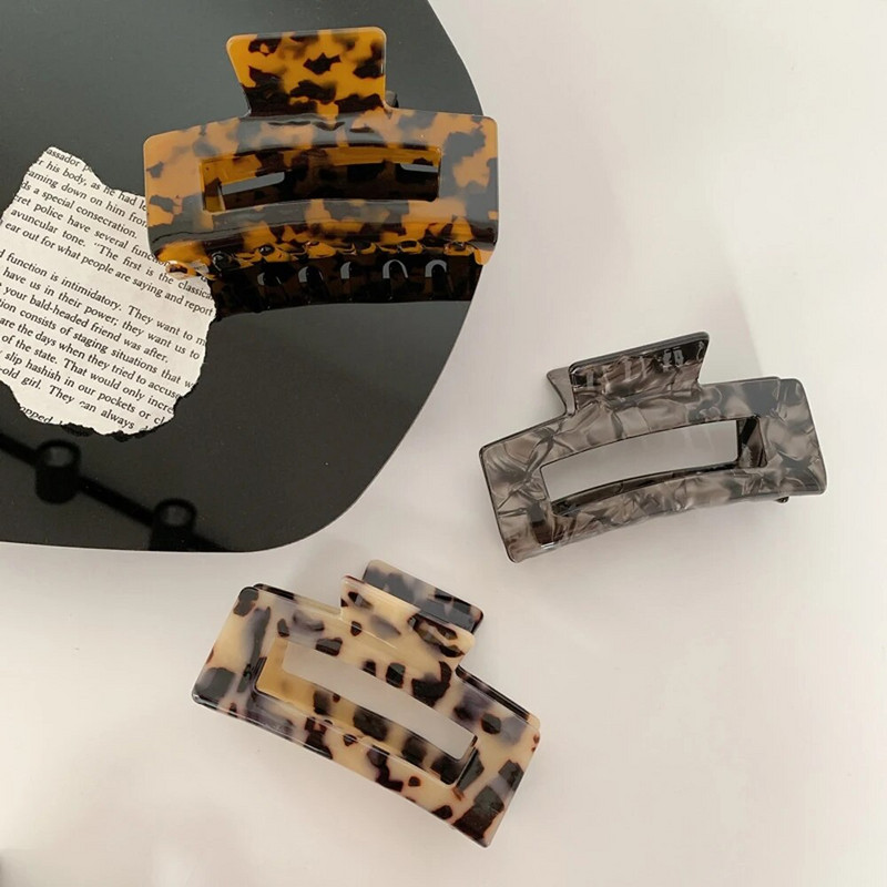 Agrafe de păr coreeană de dimensiuni mari de 10,5 cm, leopard, acrilic, coajă de țestoasă, gheare de păr cu acid acetic pentru femei Accesorii pentru păr