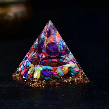 Генератор на естествена кристална енергия Енергийна пирамида Духовно лечение Кристална чакра Смола Инструмент за медитация Декорация на стая