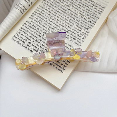 Ins Hot Selling Εξατομικευμένο λουλούδι ένθετο στρας Hair Claw Fashion Γλυκό μάρμαρο Αξεσουάρ μαλλιών με κλιπ καρχαρία με οξικό οξύ