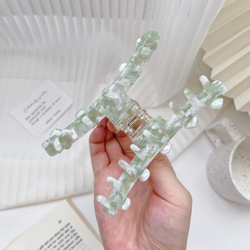 Ins Hot Selling Εξατομικευμένο λουλούδι ένθετο στρας Hair Claw Fashion Γλυκό μάρμαρο Αξεσουάρ μαλλιών με κλιπ καρχαρία με οξικό οξύ