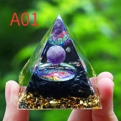 Cristale Piatră Orgon Piramidă Generator de energie Ametist natural Peridot Reiki Chakra Instrument de meditație Decor cameră Cadouri de Crăciun